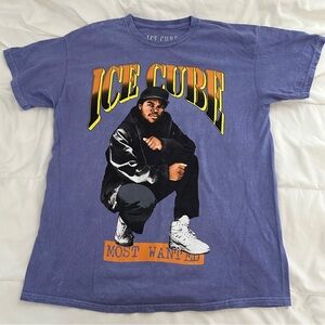 Ice Cube Men’s Large Distressed Washed Blue Graphic T Shirt New Without Tags